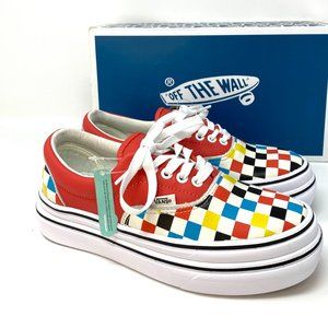 VANS Super Comfycush E Checkered Leather Red Women Size VN0A4U3HXR0